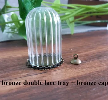 

100set--new fashion 25x38mm bell style glass bottle& tray&top cap for diy necklace pendant accessories--style you can choose