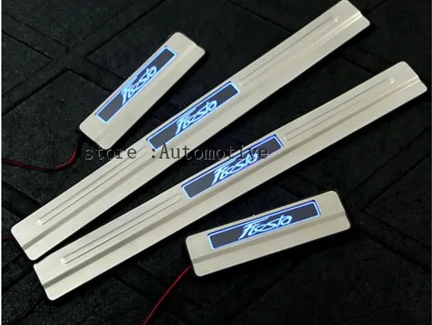 

Free shipping LED Stainless Steel Door Sill Scuff Plate For Ford Fiesta 2009 2010 2011 2012 car accessories car-styling AUTO