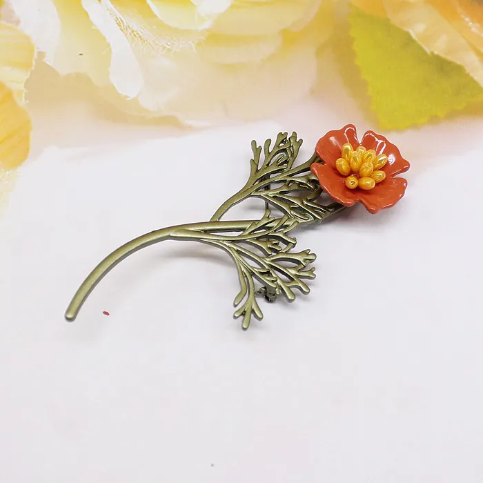 

retro fashion personality poppy flower brooch temperament accessories S29