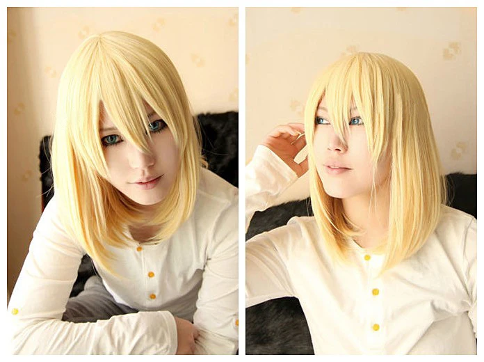

Howl's Moving Castle Wizard Howl Short Blonde And Short Black Heat Resistant Synthetic Hair Cosplay Costume Wig + Cap