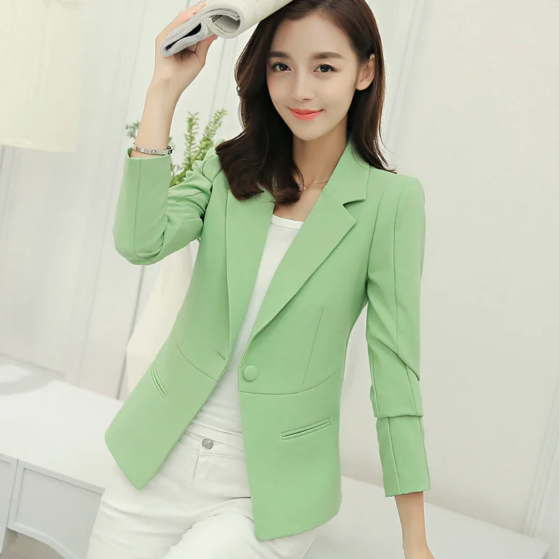 2018 New Fashion Lady Jacket Wild Solid Color Casual Suit