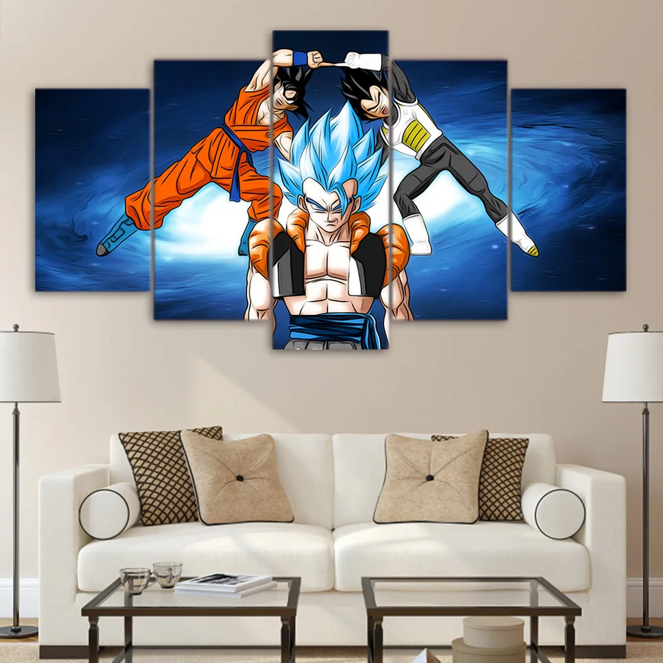 ArtSailing HD print 5 piece canvas art dragon ball Super Saiyan Goku modern Home decoration ...