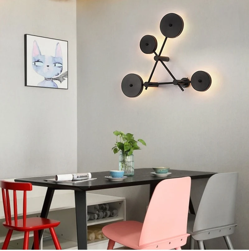 Modern Nordic Round LED Wall Lamp Bedroom Bedside Corridor Staircase Living Room Light Creative Indoor Loft Home Decor Wall Lamp (4)