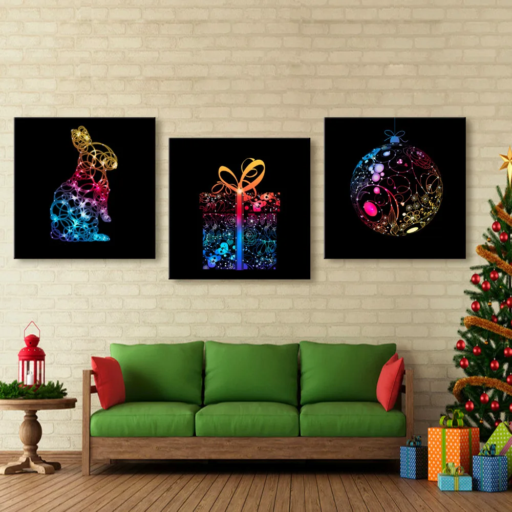 Free Shipping Stretched Canvas Prints Blue Cantoon Effect LED Flashing