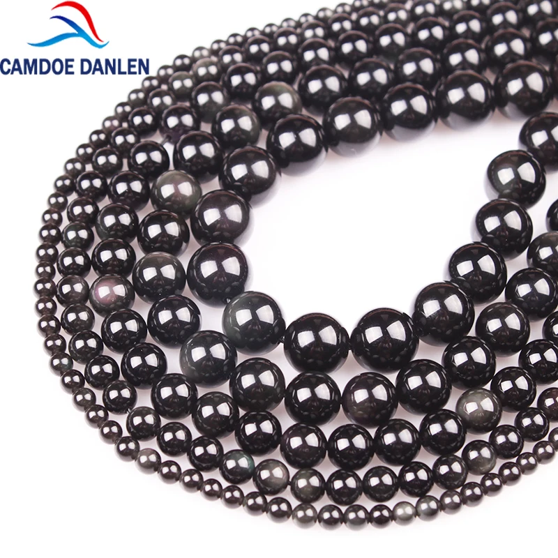 

Top quality Obsidian Natural Stone Black Round Loose beads ball 4/6/8/10/12MM Handmade DIY Beads Jewelry bracelet Making