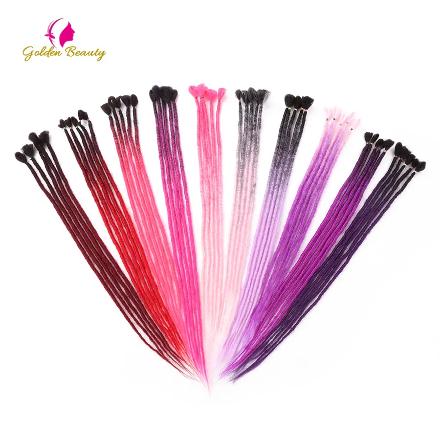 

Golden Beauty 24 inches Handmade Dreadlocks Ombre Braiding Hair Extensions Synthetic Crochet Braids For Women 5strands/ pack