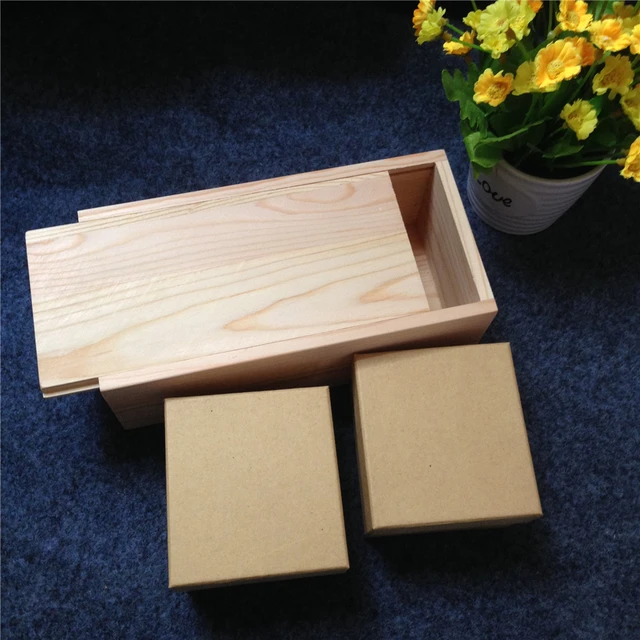 New Arrival zakka Paulownia Wood Small Wooden Box With Lid and