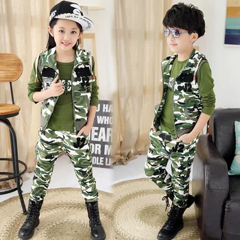 

Spring 2016 New Children's Clothing Boy Camouflage Suits Spring Cotton Cuhk Children Three-piece Suit
