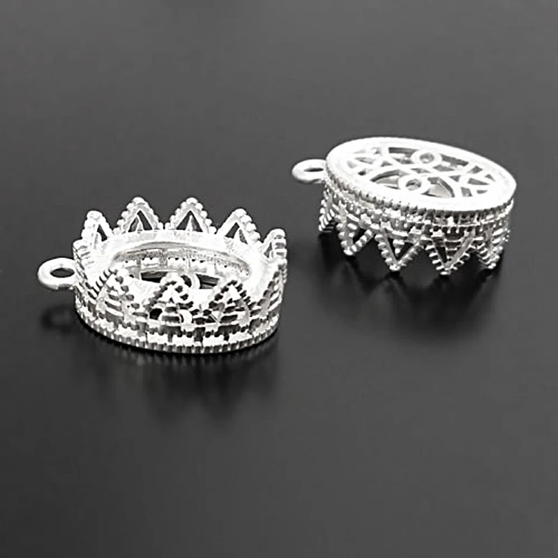 

(28220)6PCS inside 14x10MM Matte Silver Color Brass Oval Base Trays Bezels Cabochon Beads Settings Cameo Settings Pendants