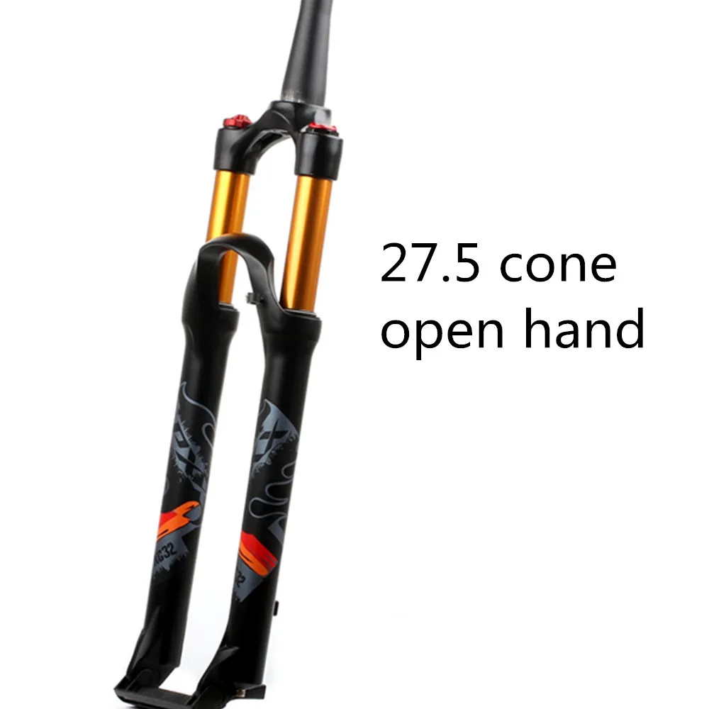 LPXX 32 RL 120 мм Air 27,5 29ER kegel Zoll Gabel подвеска Schloss Gerade Verjungt steckacchse QR Quick Release pelz MTB Fahrrad - Цвет: 27.5 cone open hand