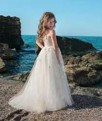 2019 Платья с цветочным узором для девочек, детское платье с прозрачной горловиной, Красивые Свадебные Платья с цветочным узором для девочек
