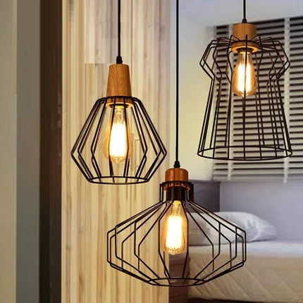 

Amercian Loft Style Wood Iron Vintage Pendant Light Fixtures Edison Industrial Lighting Fixture For Home Indoor DropLight