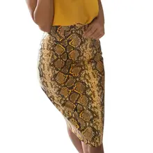 Женская модная повседневная женская высокая верхняя одежда рукав Новинка змеиный принт Высокая талия миди юбка