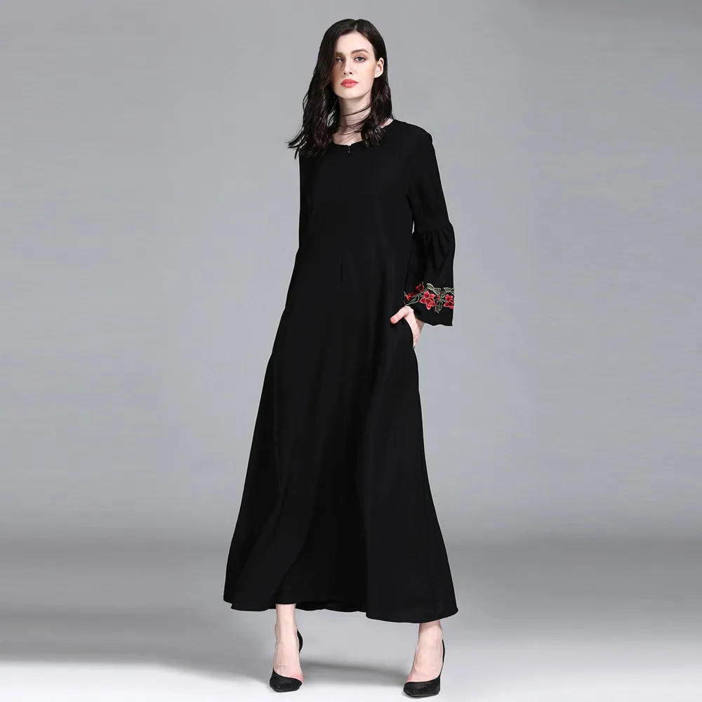 3tyles красивые мусульманские женские летние платья Abaya однотонные из полиэстера с