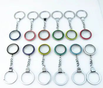 

wholesale 12 pcs /lot mix color screw floating locket key chain 30mm Stainless steel twist glass floating lcket key