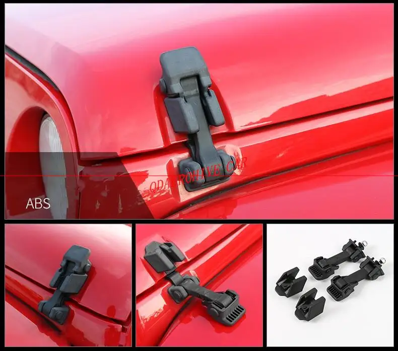 

QDAEROHIVE ABS Car Exterior Protect Black Lock Hood Latch Catch Decoration For Jeep Wrangler JK For Jeep Wrangler JK 2007-2017