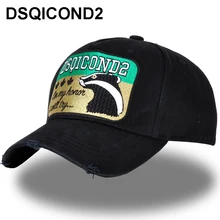 DSQICOND2 хлопковая бейсбольная кепка с буквами, Высококачественная Мужская кепка Wo, Мужская Дизайнерская шапка с вышивкой животных, Черная кепка, мужская шляпа