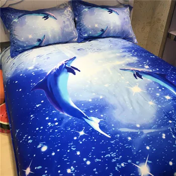 

Fantasy Cotton Bedding Sets 3d Dolphin Duvet Cover Set Bed Sheet Pillowcase 4pcs for Children Adults Queen King Size