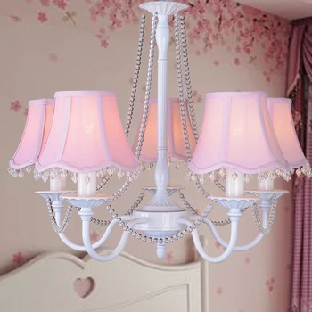 

Qiseyuncai American country children's room crystal chandelier modern minimalist living room girl bedroom lamp