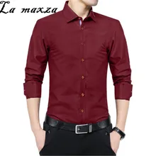 Весеннее Новое поступление, однотонная повседневная мужская рубашка с длинными рукавами в Корейском стиле, стандартные для рубашек