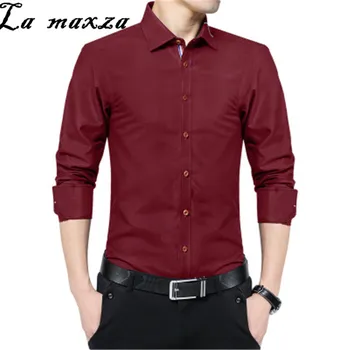

Spring New Arrival Solid Color Smart Casual Men Long Sleeve Shirt Korean Style Mens Shirts Regular Fit