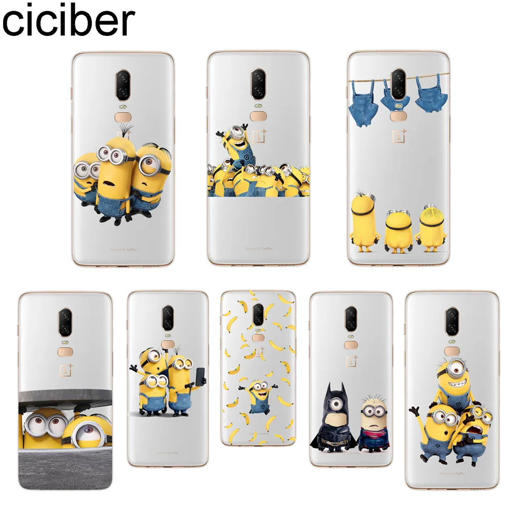 

ciciber Yellow Minions Despicable For Oneplus 6 Oneplus 6T Oneplus 5 Oneplus 5T Soft Cover Clear TPU For 1+ 6 1+5 T Phone Cases
