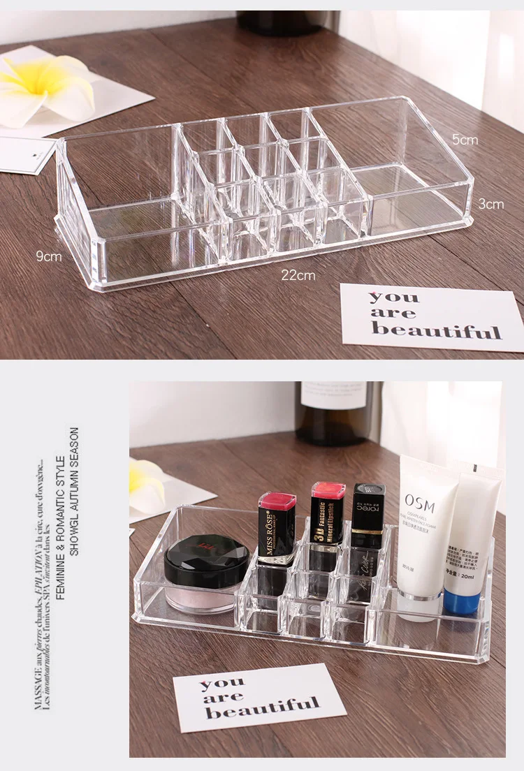 Acrylic Cosmetics Organizer Cotton Pads Container Storage Box For Makeup Acryl Multifunctional Lipstick Organizer (12)