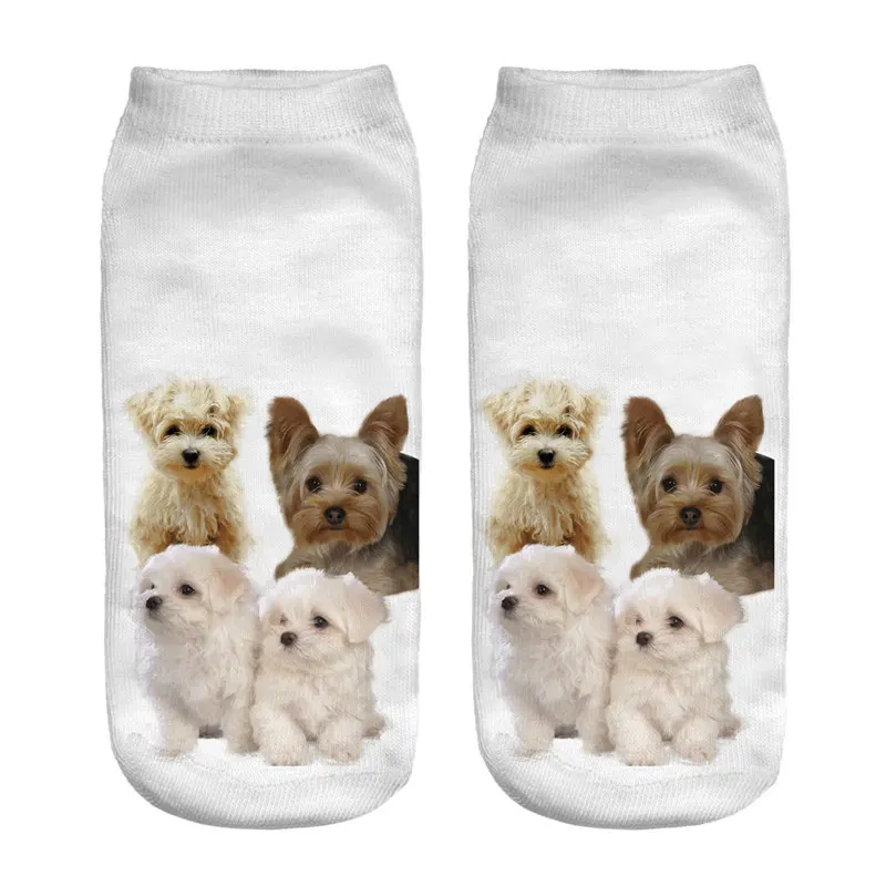 Women Schnauzer Short Socks Young Lady Girls Casual Cute 3D Dog Anklet Print Cotton Socks for Summer (5)
