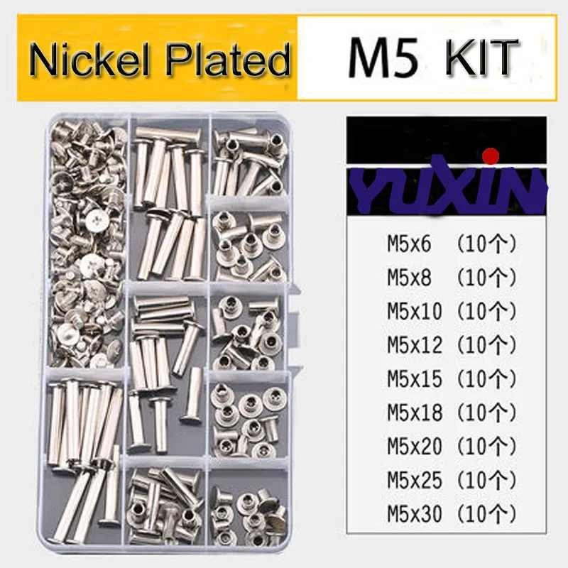 Набор винтов Chicago с никелевым/латунным покрытием, 180 шт., комплекты винтов с заклепками для книг, комплекты винтов для переплета фотоальбомов
