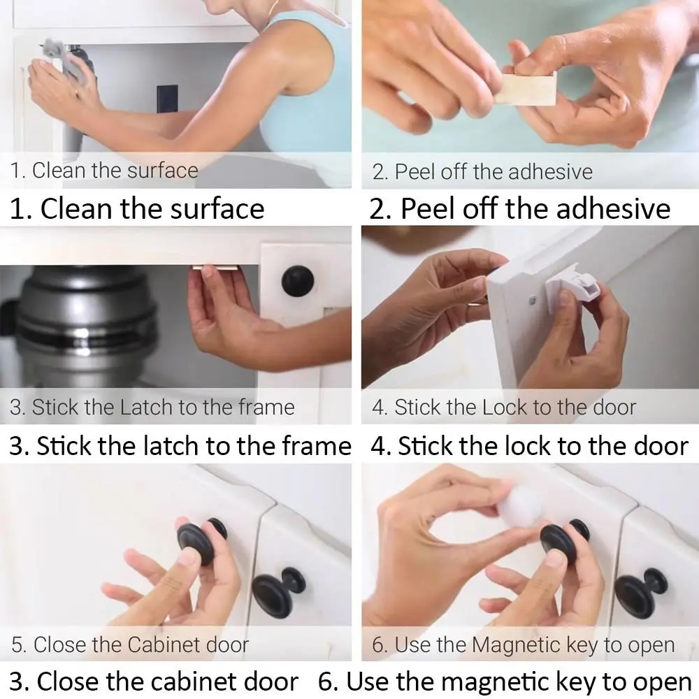 4 Locks+1 Key Magnetic Lock Child Protection Baby Safety Lock Drawer Latch Cabinet Door Locks Infant Security Magnetic Locking