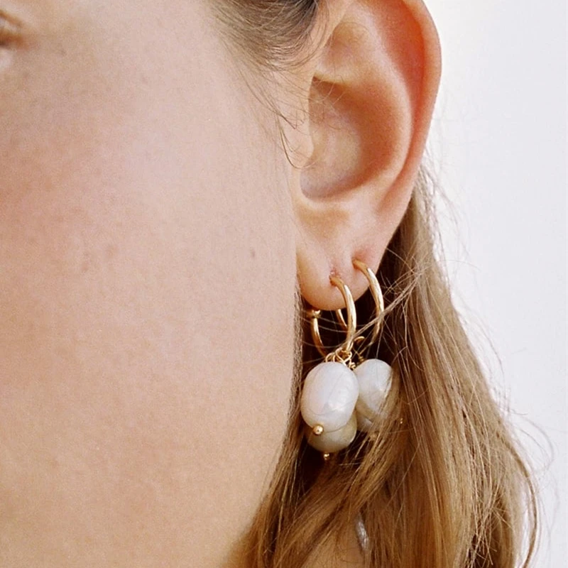 

2019 ZA New pearl hoop Earrings Fashion Boho Gold Statement Earrings For Women Weddings Party Irregular Geometric Jewelry Gift