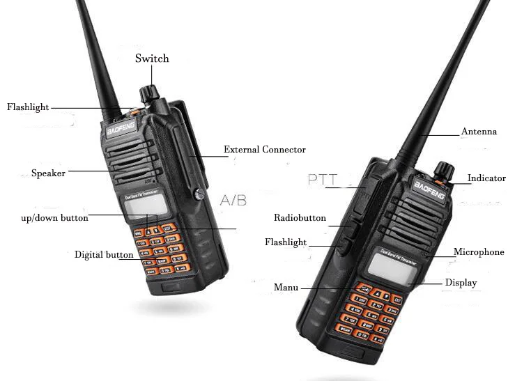 Baofeng UV-9R Plus водонепроницаемый Walkie Talkie 5 Вт Мощный двухсторонний радио Двухдиапазонный портативный 10 км дальность 128CH cb портативное радио