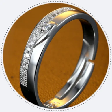 Романтические свадебные кольца для возлюбленной пары серебряного цвета, кольца с регулируемым размером для мужчин/wo мужчин, вечерние ювелирные изделия для помолвки, обручальные кольца - Цвет основного камня: men