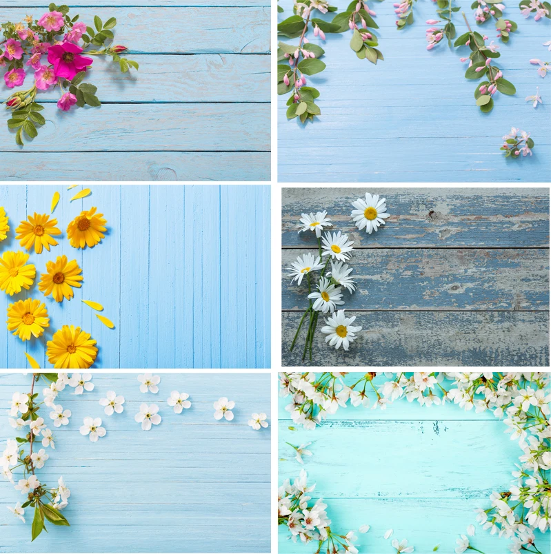 Floral Blossom Spring Natural Wood Background Liliaceae Flowers On Blue