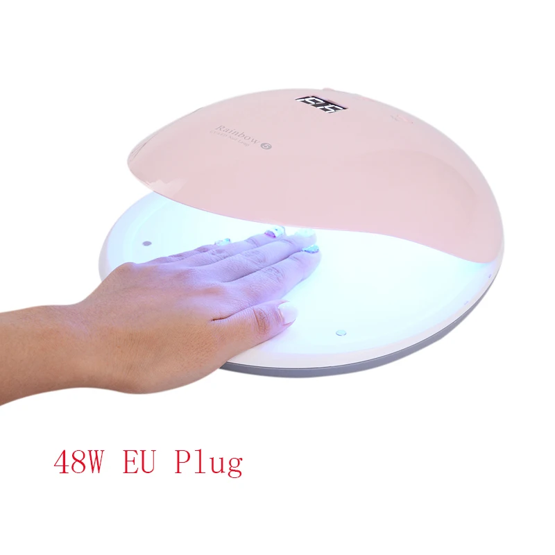 EU Plug Pink 48 Вт Сушилка для ногтей УФ светодиодная лампа 30 S/60 S/99 S ключ синхронизации гвозди сушилки для лака машина ЖК-дисплей умный индукционный разъем USB - Цвет: EU Plug Pink