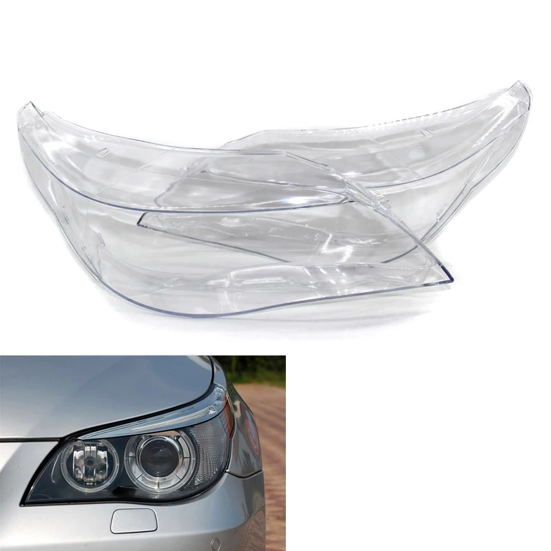 

1 Pair Car Front Right + Left Headlight Clear Lens Cover Headlamp Shell For BMW 5 E60/E61