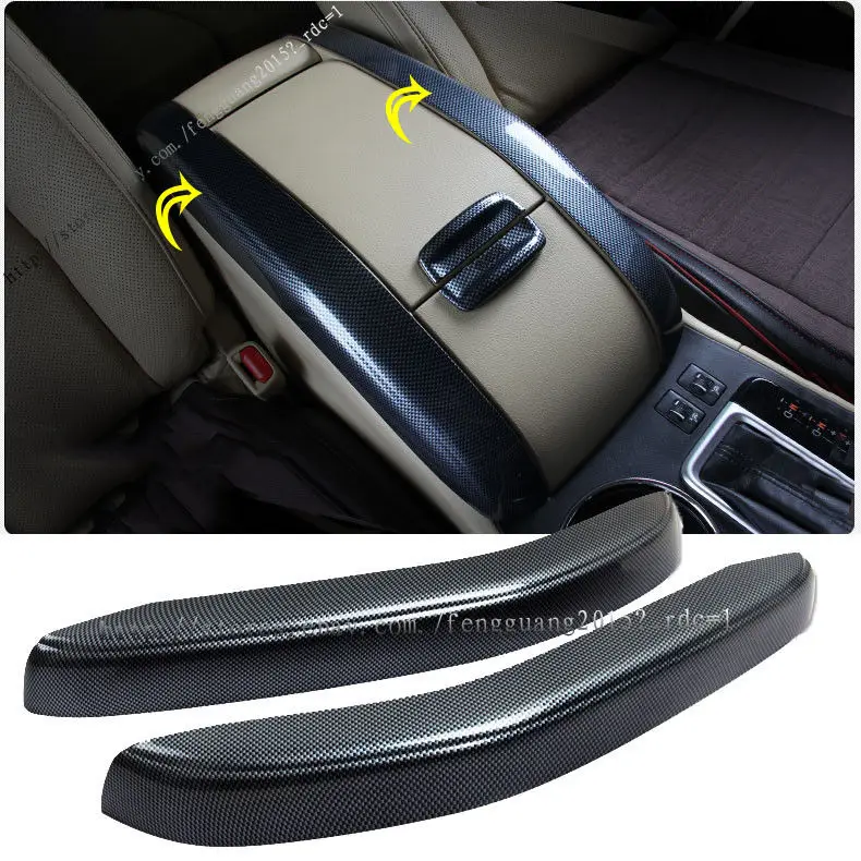 For Toyota Highlander 15 17 Carbon fiber pattern Armrest box side trim