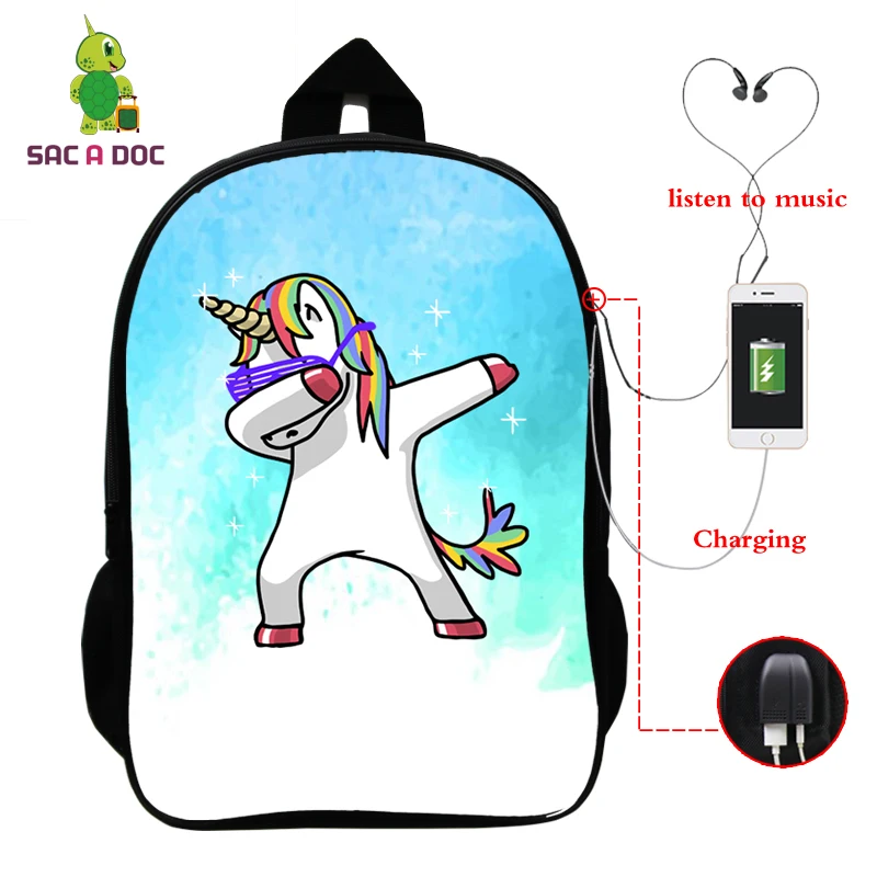 Рюкзак с единорогом Mochila Unicornio, рюкзак для ноутбука, рюкзак для подростков, женщин, мужчин, повседневный рюкзак с изображением Галактики, школьные сумки для путешествий, USB зарядка - Цвет: 12