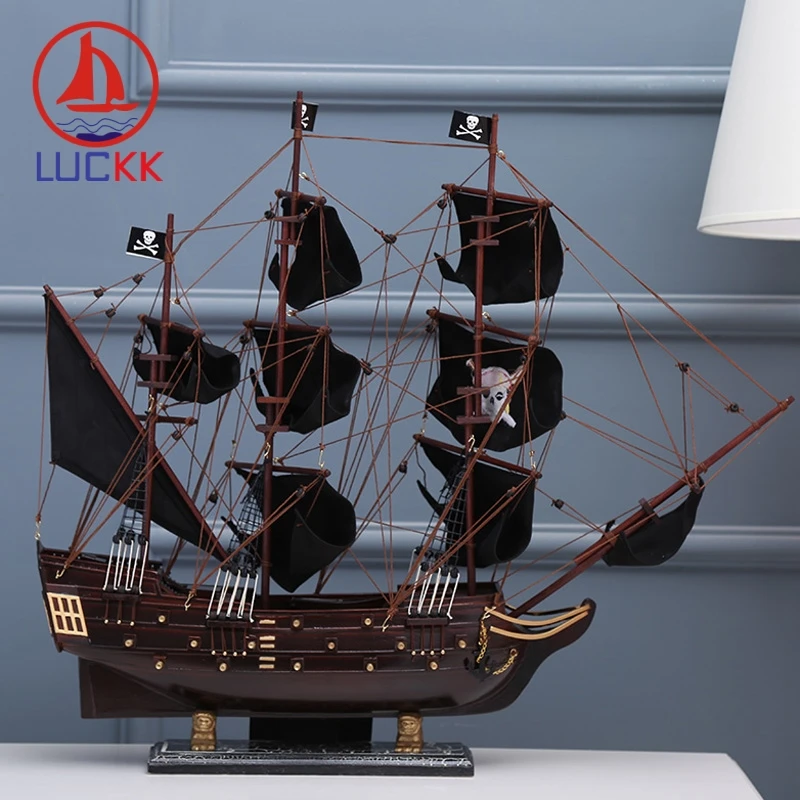 LUCKK 70 см черный жемчуг пиратские корабль деревянная модель парусника украшение интерьера дома аксессуары сборка вечерние подарки Декор