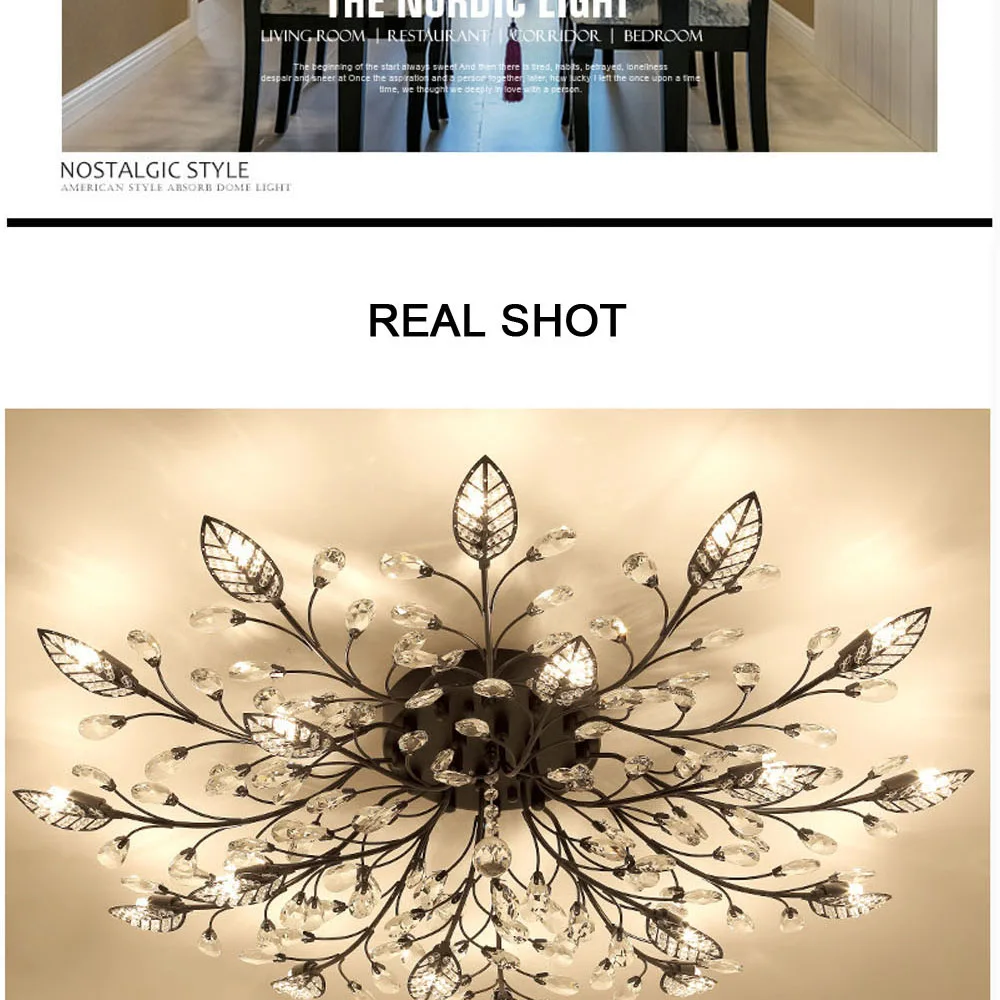 Modern Nordic K9 Crystal LED Ceiling Lights Fixture Gold Black Home Lamps for Living Room Bedroom Kitchen Bathroom9