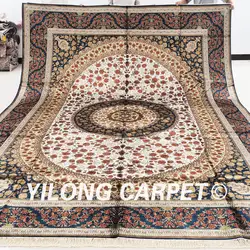 Yilong 10'x14 ручной работы шелк Ковры Роза цветочный сад сцены стильный Ковры (yx085b10x14)