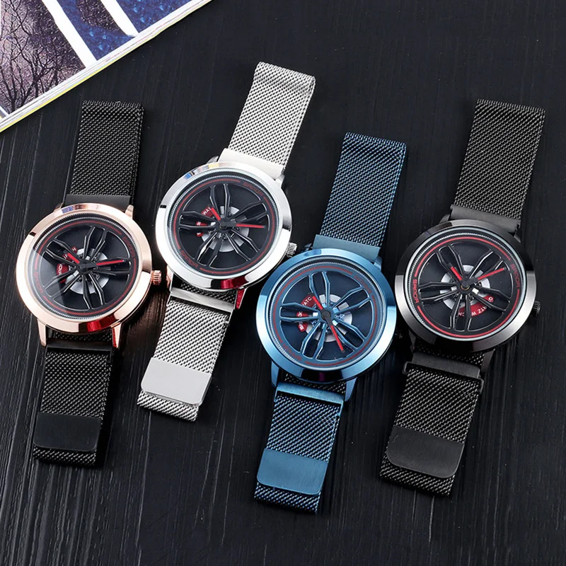 Fashion Creative Watch Men Blue Watches Top Brand Luxury Quartz Wrist Watch Magnet Mesh Waterproof Clock Relogio Masculino