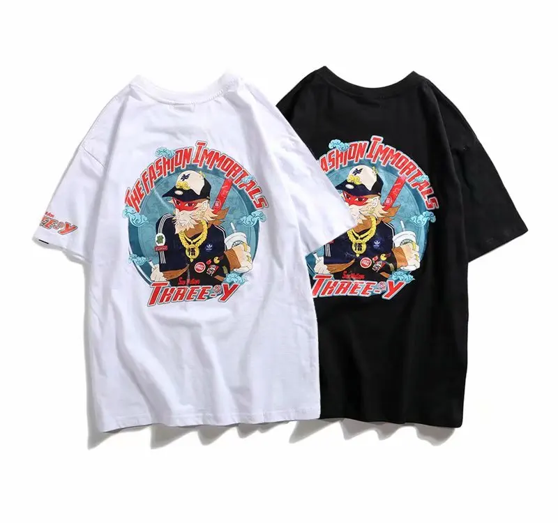 Повседневная мужская рубашка HipHop с коротким рукавом крутая уличная одежда