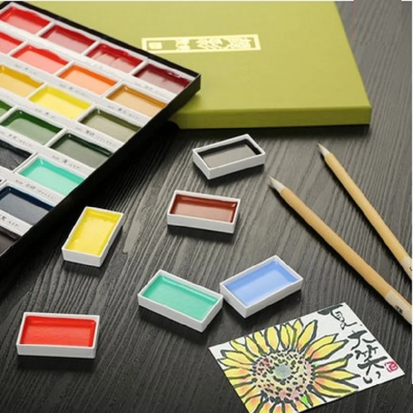 Kuretake solid watercolor paint 12/18/24/36 colors pigment art supplies