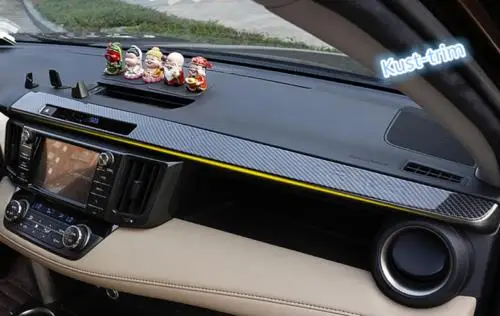 

For Toyota RAV4 2014-2016 Carbon Fiber Dashboard Decorative Panel Cover Trim 2X