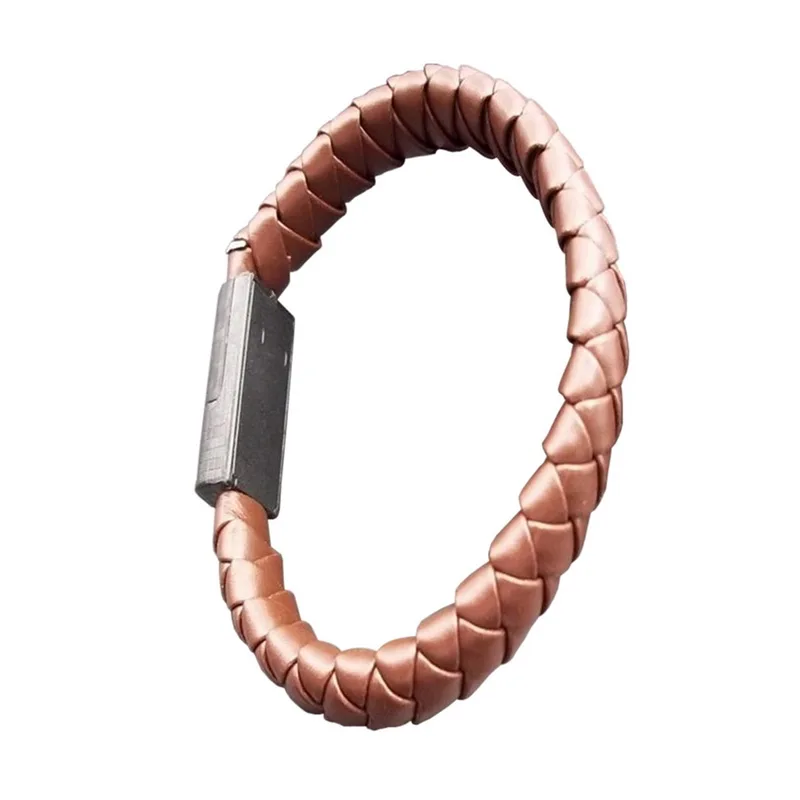 MJartoria мобильный кабель передачи данных телефона плетеные браслеты и браслеты для мужчин женщин панк Usb зарядный кабель кожаный браслет ювелирные изделия - Окраска металла: type-c  brown
