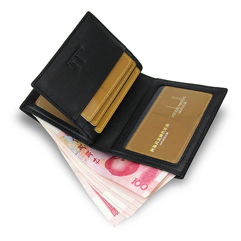 New Thin Slim Mini Vertical Men Wallet Genuine Leather Card Holder