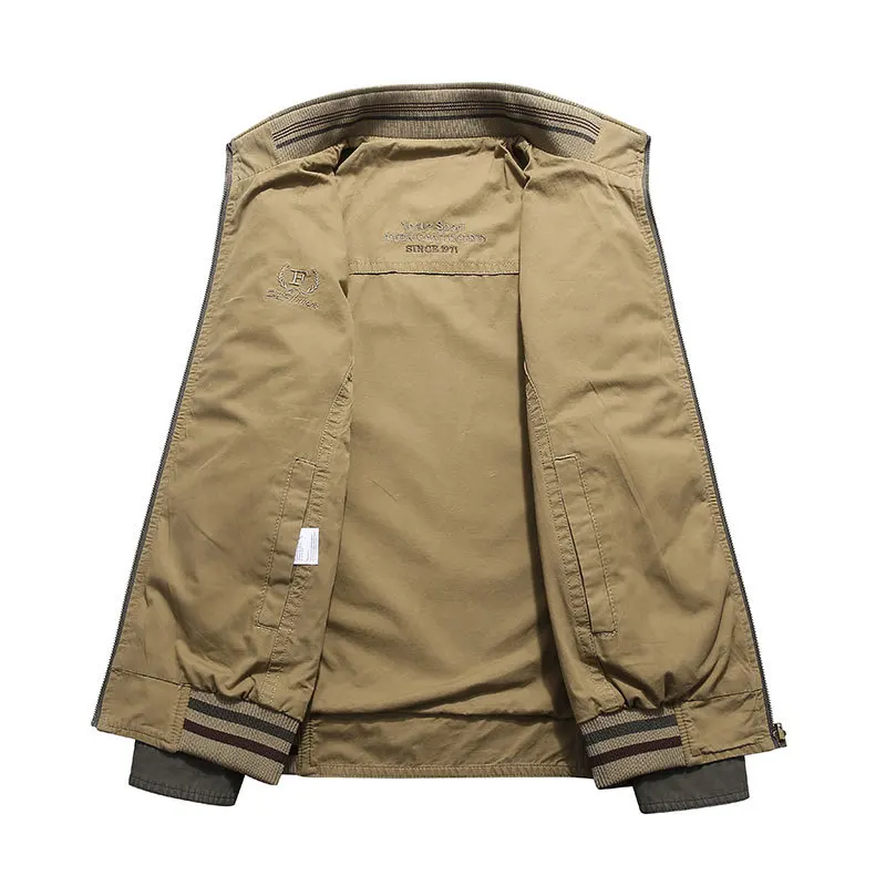 4XL 2019 Autumn Spring Brand Jacket Thin Stand Collar Coat Asia Size Drop Shipping Jackets Coats Casual Both Side Wear Military (12)