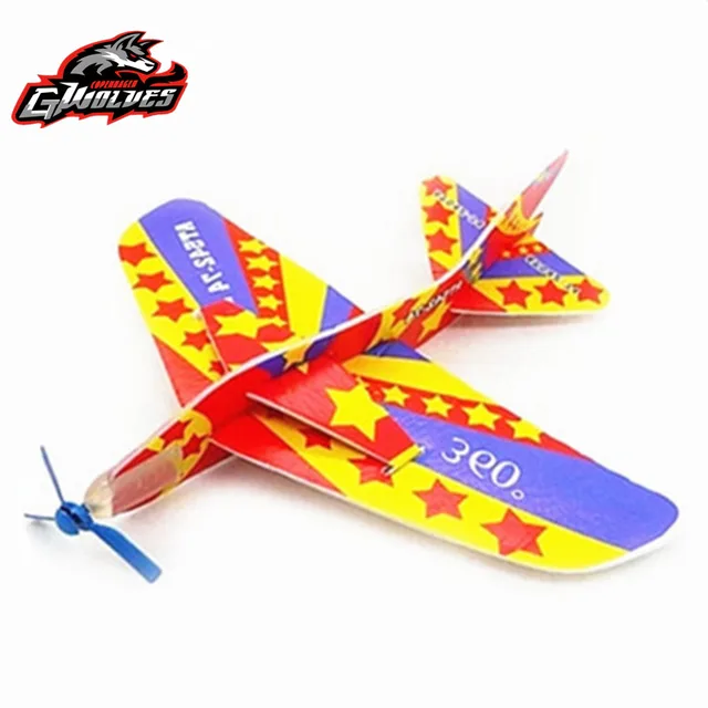 1set handmade magic plane 360 cyclotron foam aircraft model assemble creative educational children toys outdoors kids airplane