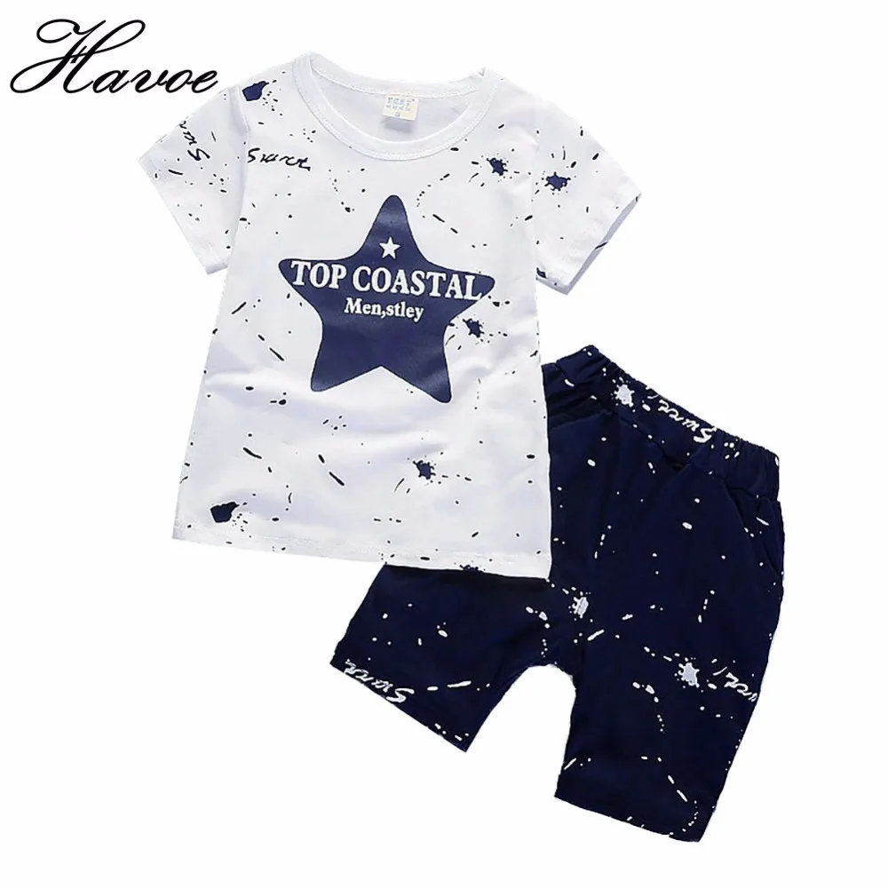 

Baby Boy Clothes Boy Tops 2018 Summer Children Clothing Star Toddler Boys T-Shirt+Pant Short Kids Clothes Set